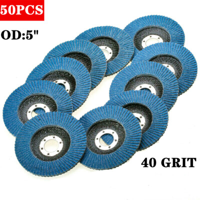 50x Premium 40 Grit Zirconia Flap Disc Polishing Grinding Sanding Wheels 5''x7/8''