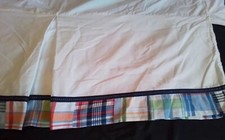 Pottery Barn Kids Madras Plaid Crib Toddler Bed Skirt Plaid Blue White Green