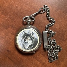 Al Agnew wolf pocket watch With Chain - Needs Battery