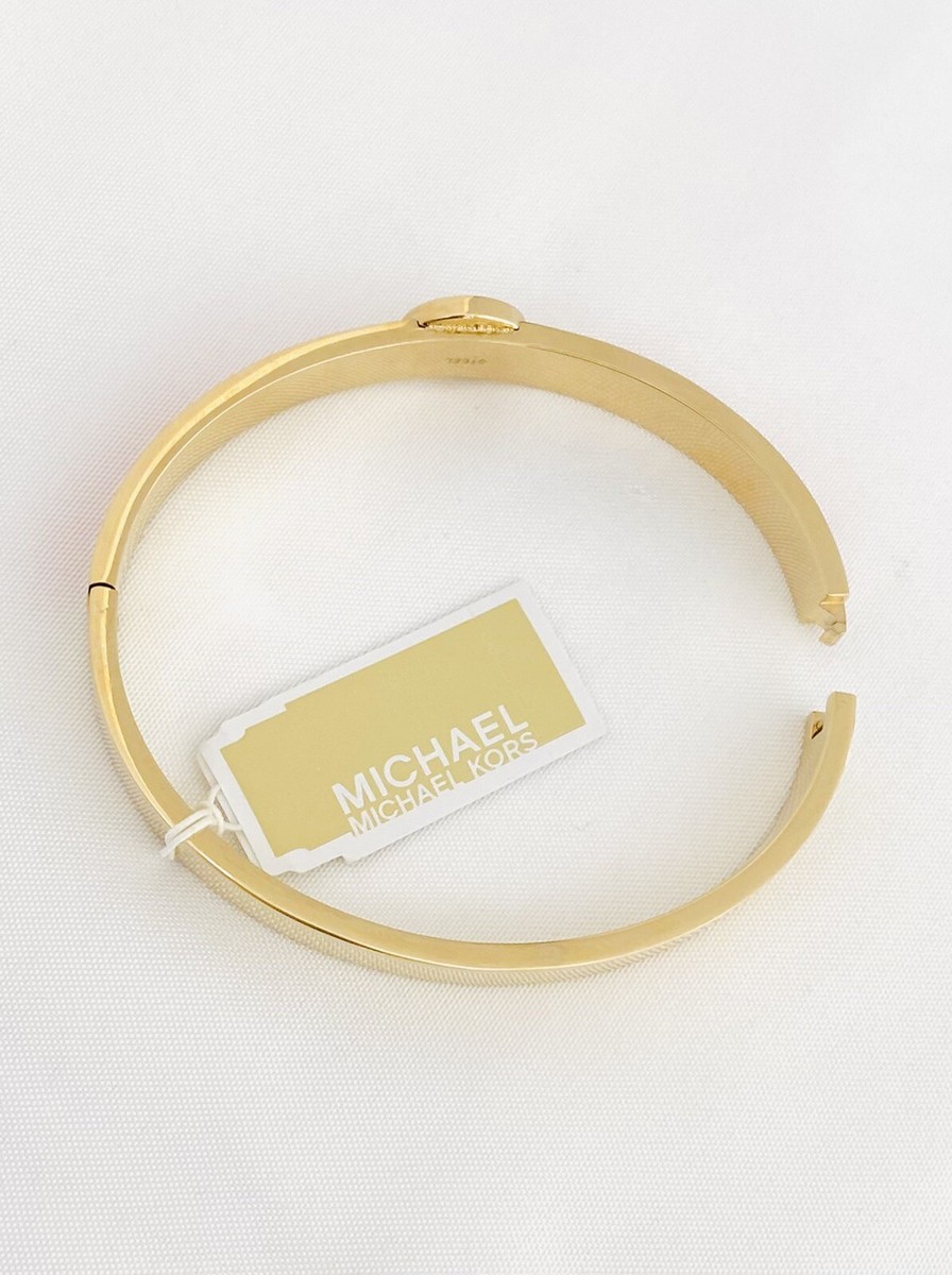 MICHAEL KORS Haute Gold Tone-Orange Enamel Bangle Bracelet 