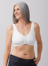 Amoena Fleur Soft Cup Cotton Front Closure Post Surgery Bra - WHITE