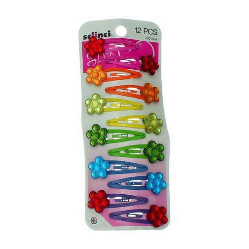 Scunci avec Amour Cheveux Clips Pression, Assorti Couleurs, 12-Count - Photo 1/2