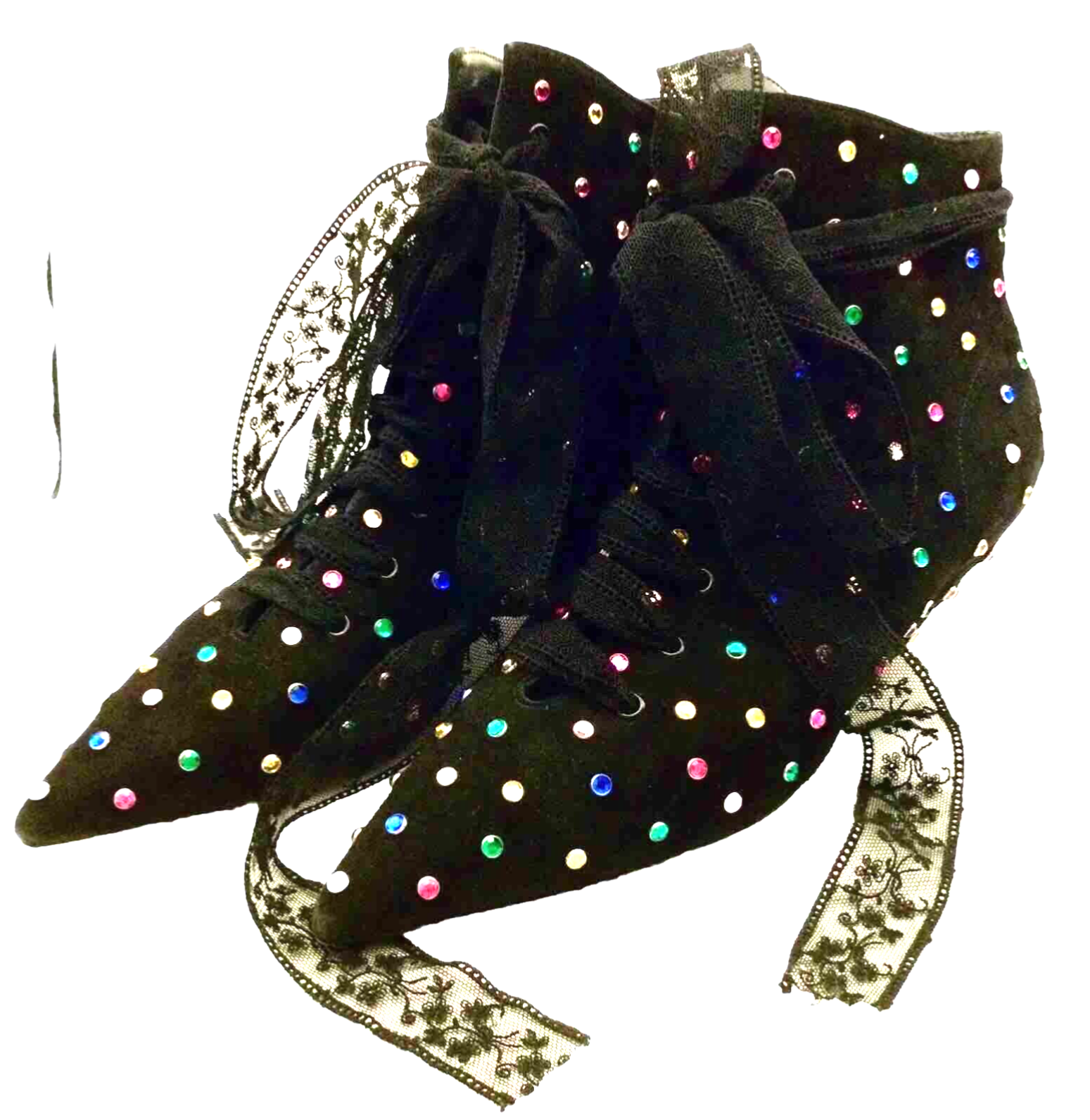 Stivaletto donna Saint Laurent Paris Blaze multicolore cristalli e pizzo tg 37