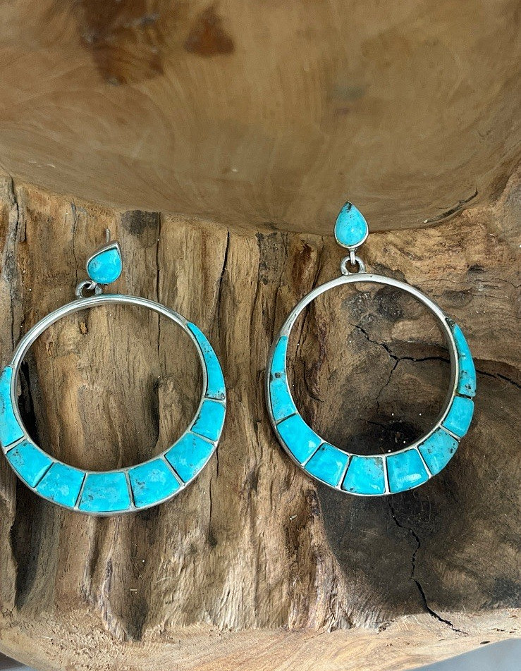 Turquoise Cobblestone Dangle Earrings - image 7