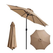 9FT Outdoor Patio Umbrella with 8 Ribs UV Protection for Garden Pool Tan