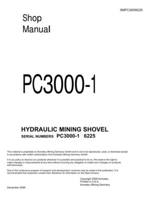 Komatsu PC3000-1 Hydraulic Mining Shovel Service Manual