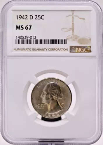 1942-D Washington Quarter NGC MS67  (042PID)
