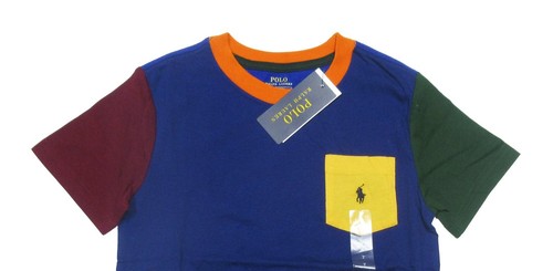 Polo Ralph Lauren Boys Blue Multi Colorblock Short Sleeve Pocket T-Shirt - Picture 2 of 4