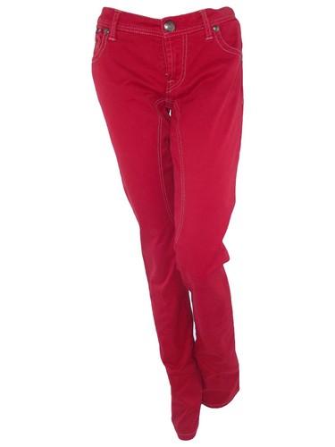 Heysa Damen Hose 42 45 W28 W31 Rot Schlank Slim Fit Baumwolle Low Waist - Bild 2 von 24