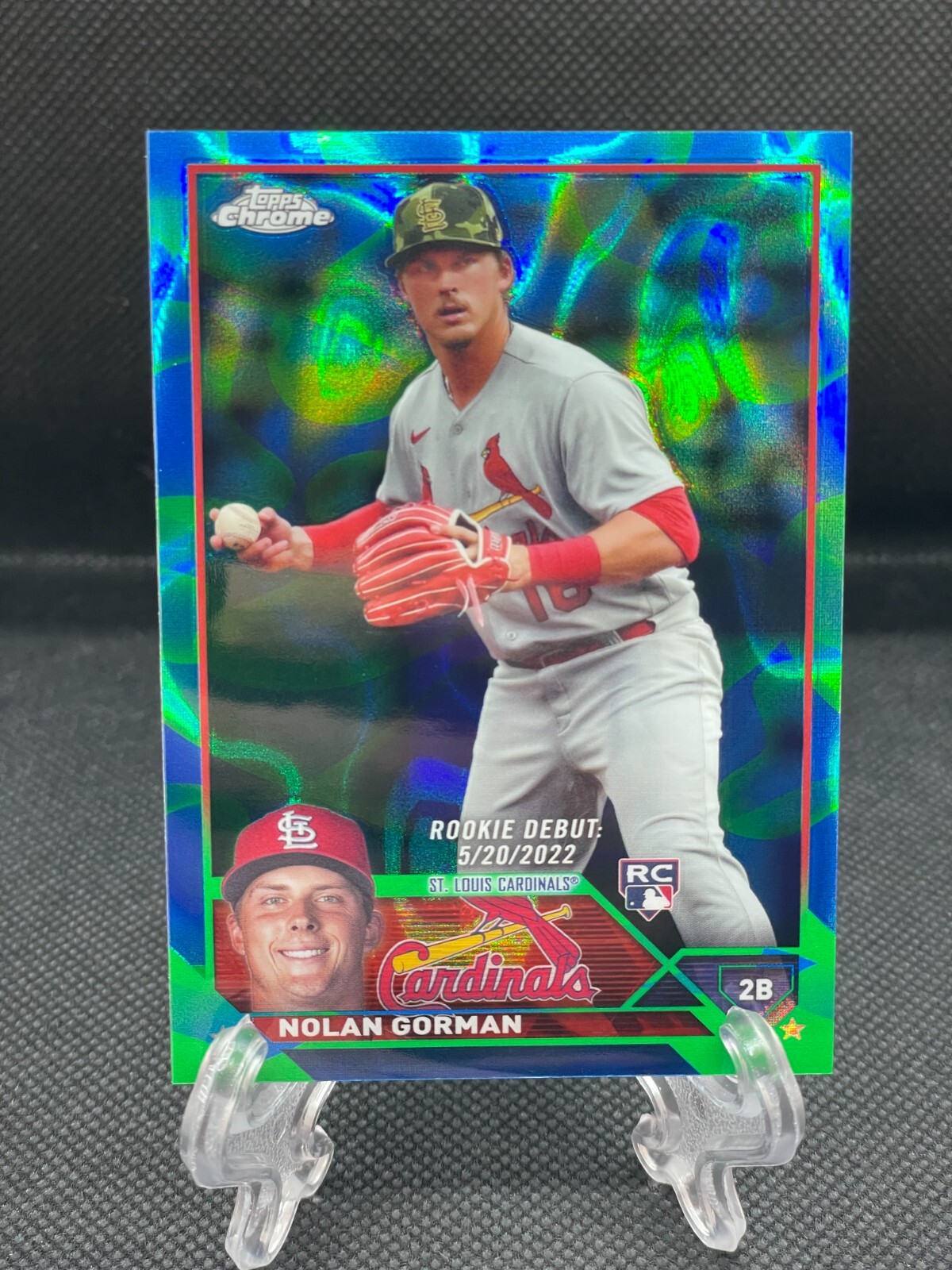 2023 Topps Chrome Update - Nolan Gorman - Rookie Debut Blue & Green Lava - /125