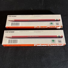23 New Col-erase Faber Castell 1277 Carmine erasable color Red pencils draw NOS