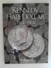 H.E. Harris Kennedy Half Dollar Folder 1964 - 1984 Coin Storage Album Display #1
