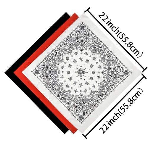 Bandanas 6 pack 12 pack 22 inch Cotton Paisley Kerchiefs for Men and Women De... - Picture 3 of 6