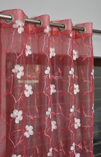 New 2 Piece Embroidery Floral Work Window Curtain Set - 5 feet