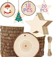 38 StüCke Weihnachtsdeko Holzscheiben Holzsterne Diy Juteseil