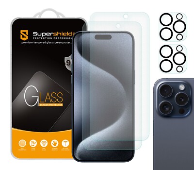 2X Anti-Glare Matte Tempered Glass Screen Protector for iPhone 15 Pro Max + Lens