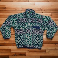 Vtg Patagonia Aztec Synchilla Snap-T Pullover Fleece Small Granola Hiking Travel