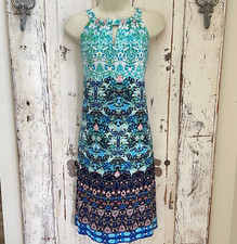 Just Taylor Size 6 Woman's Blue White Pink Green Floral Sleeveless Summer Dress