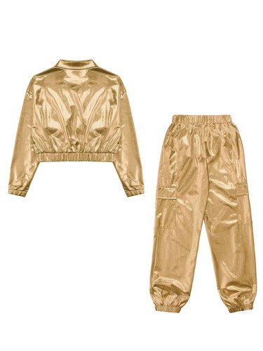 Unisex Kids Dancewear Ballroom Sweatsuit Shoot Outfits Athletic 2 Piece Set Top - Picture 23 of 143