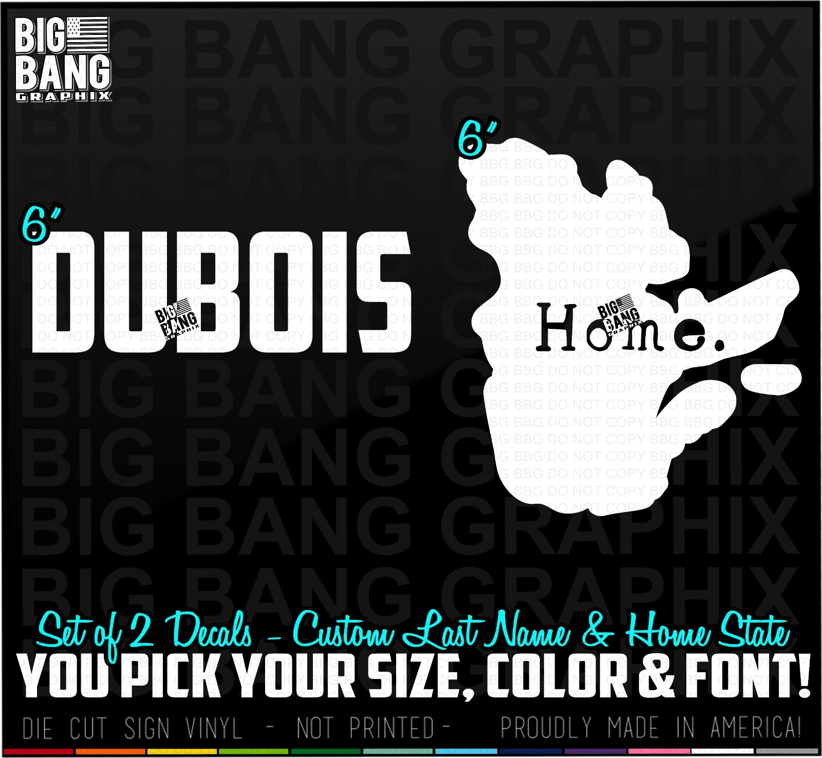 Custom Last Name & Home State Vinyl Decal Sticker Rig Semi Truck Driver Trucker