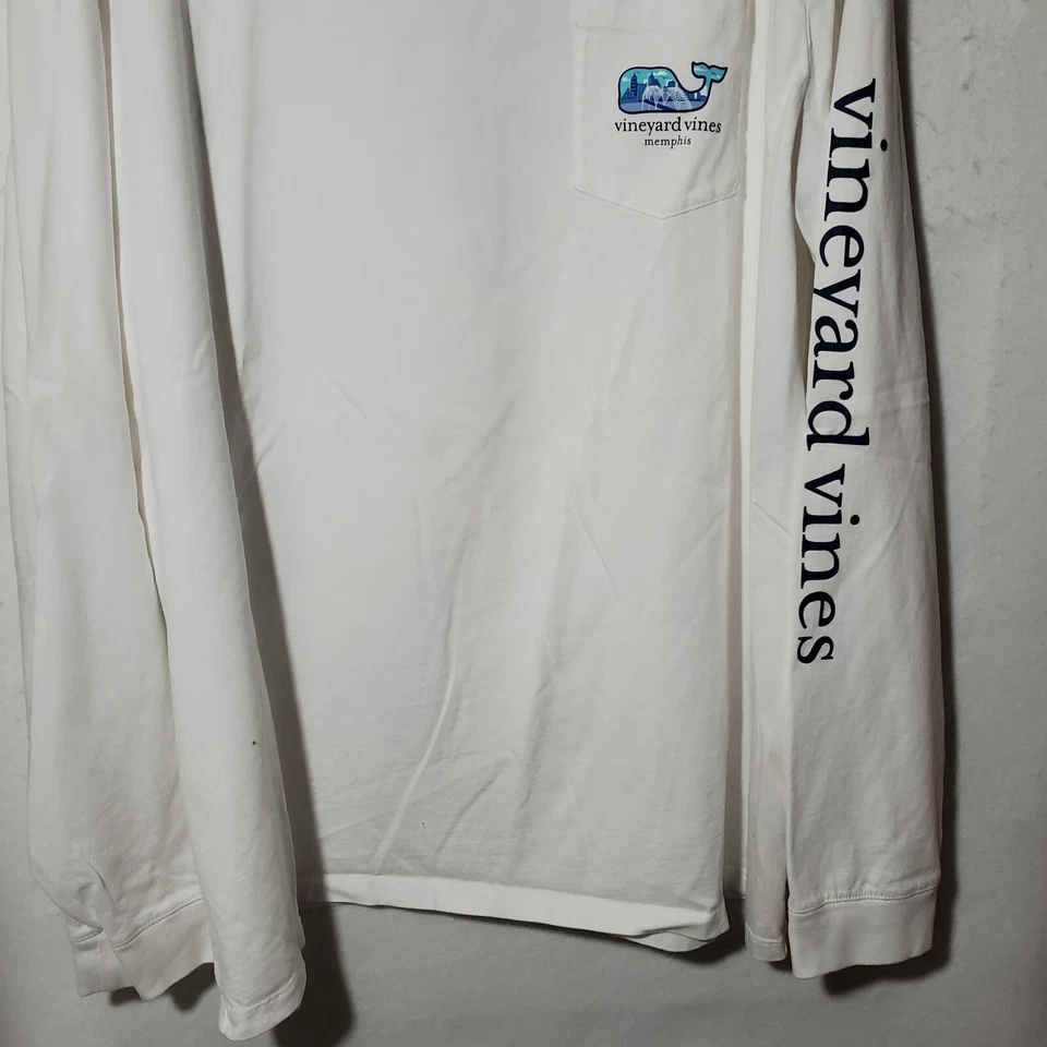 Camisa Vineyard Vines Para Hombre XXL Manga Larga Blanca Camiseta Memphis  Foto 3 de 4