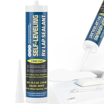 PAULINN RV Roof Sealant Self Leveling White 1 Pack UV Waterproof Rubber EPDM Caulk