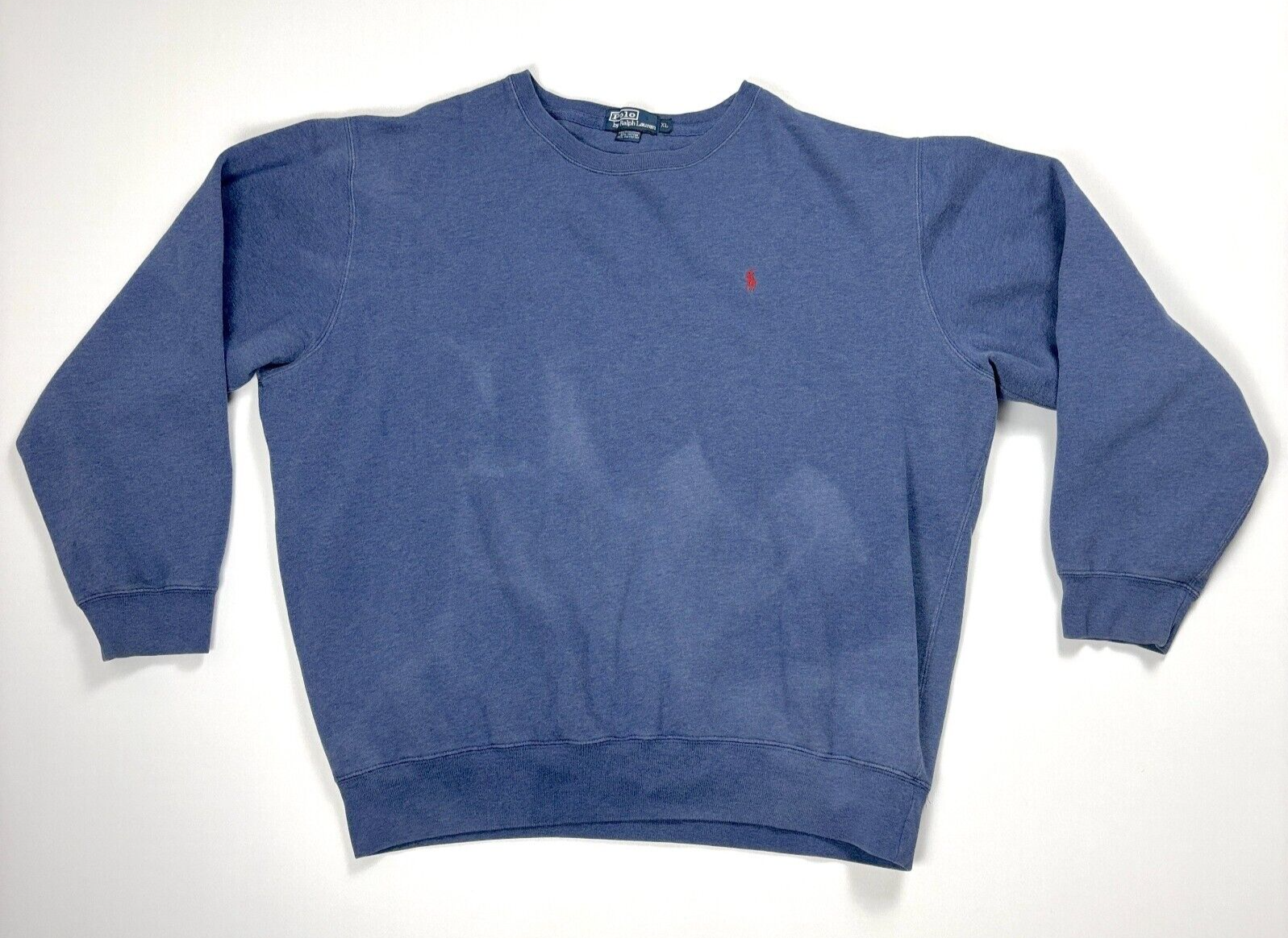 Felpa girocollo uomo Polo Ralph Lauren vintage blu taglia XL pony USA difettosa