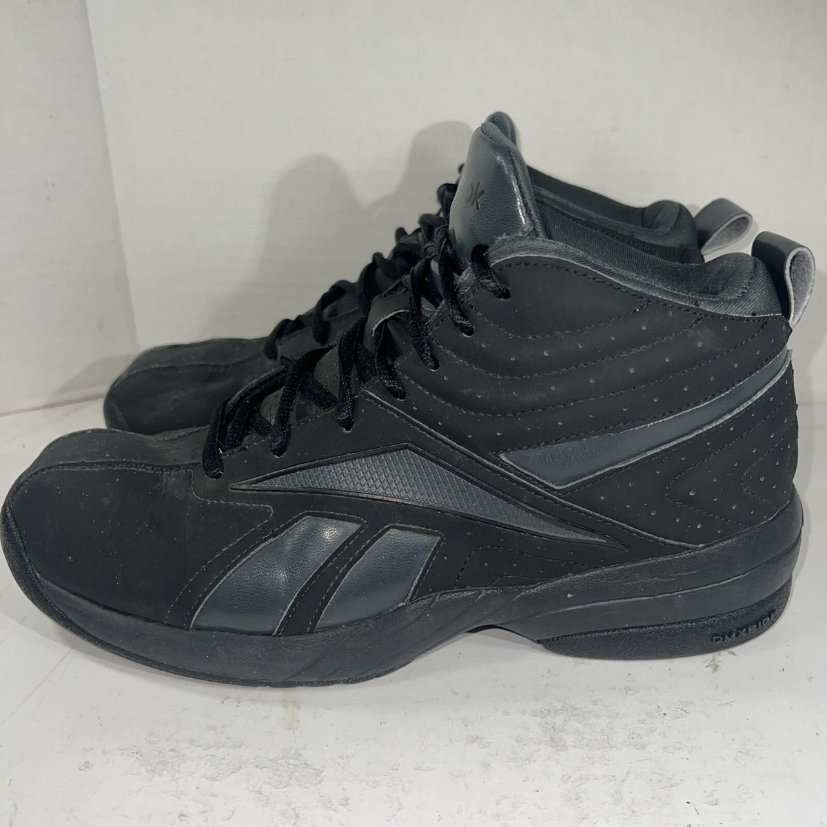 Reebok Men's DMX Ride Basketball Black Leather Mid Top Shoe Sz