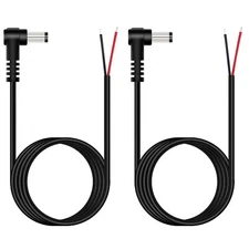 2 Pack 6 ft Replacement 5.5mm x 2.1mm 90 Degree Right Angle DC Power Male Plu...