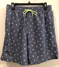 OLD NAVY Bathing Suit Swim Trunks Elastic Waist Palm Trees Aloha Blue Men's S/30