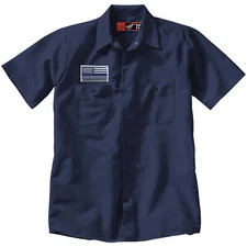 THIN BLUE LINE Mens Button Up Mechanic Work SHIRT Libertarian Patriot Police Rep