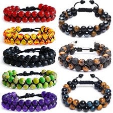 Triple Protection Bracelet Tiger Eye Obsidian Hematite 8mm Beads Bracelet Unisex