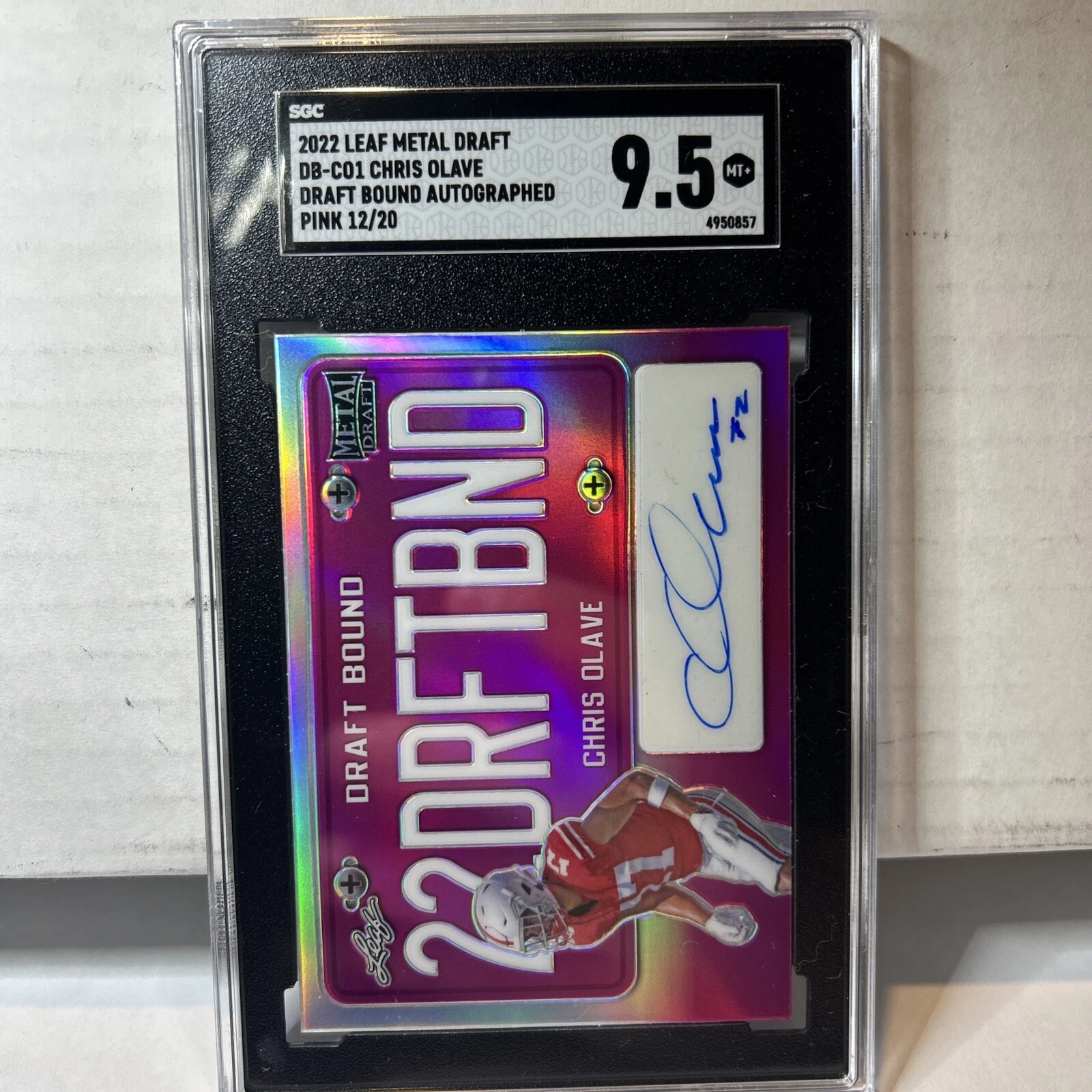 Chris Olave Leaf Metal Draft Bound Autographs #DBCO1 Pink Mojo