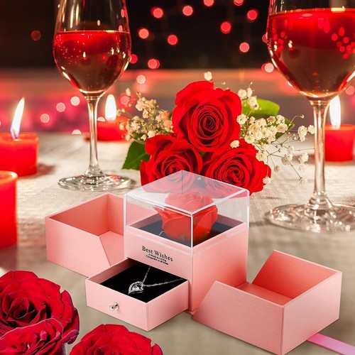 Valentine's Day Gift,Jewelry Gift Box Forever Rose, With Hanging Bag Card - Imagen 12 de 18