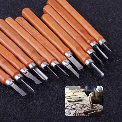 12 Stck. Holz Schnitzen Meißel Messer Schluchten Handwerkzeug Holzbearbeitung Handwerk ut
