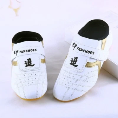Kids Men PU Taekwondo Shoes Martial Arts Chinese Kung Fu Tai Chi White Soft Cosy - Bild 1 von 4