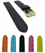 Ostrich Grain Genuine Leather Padded Rich Colors Watch Band Strap 18mm & 20mm