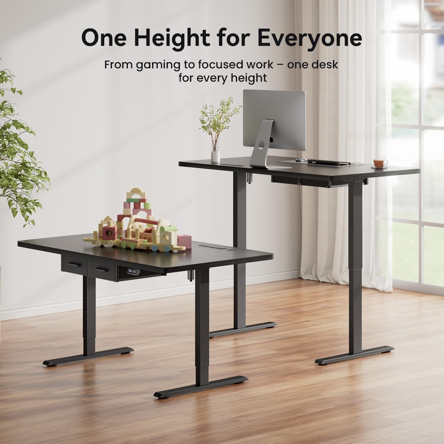 Electric Standing Desk with Drawers , Stand Up Desk with Outlet, Adjustable Desk alternate view 3