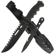 (2 Packs)12" & 8" Fixed Blade Knives Set, Survival Hunting Tactical Bowie Knives