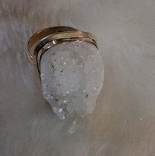 Hand Crafted Druzy Quartz Crystal Ring Sterling Silver Jewelry Sz 6.5