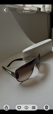 Versace Women s Shield Sunglasses Silver Metal Frame Brown Gradient Lenses
