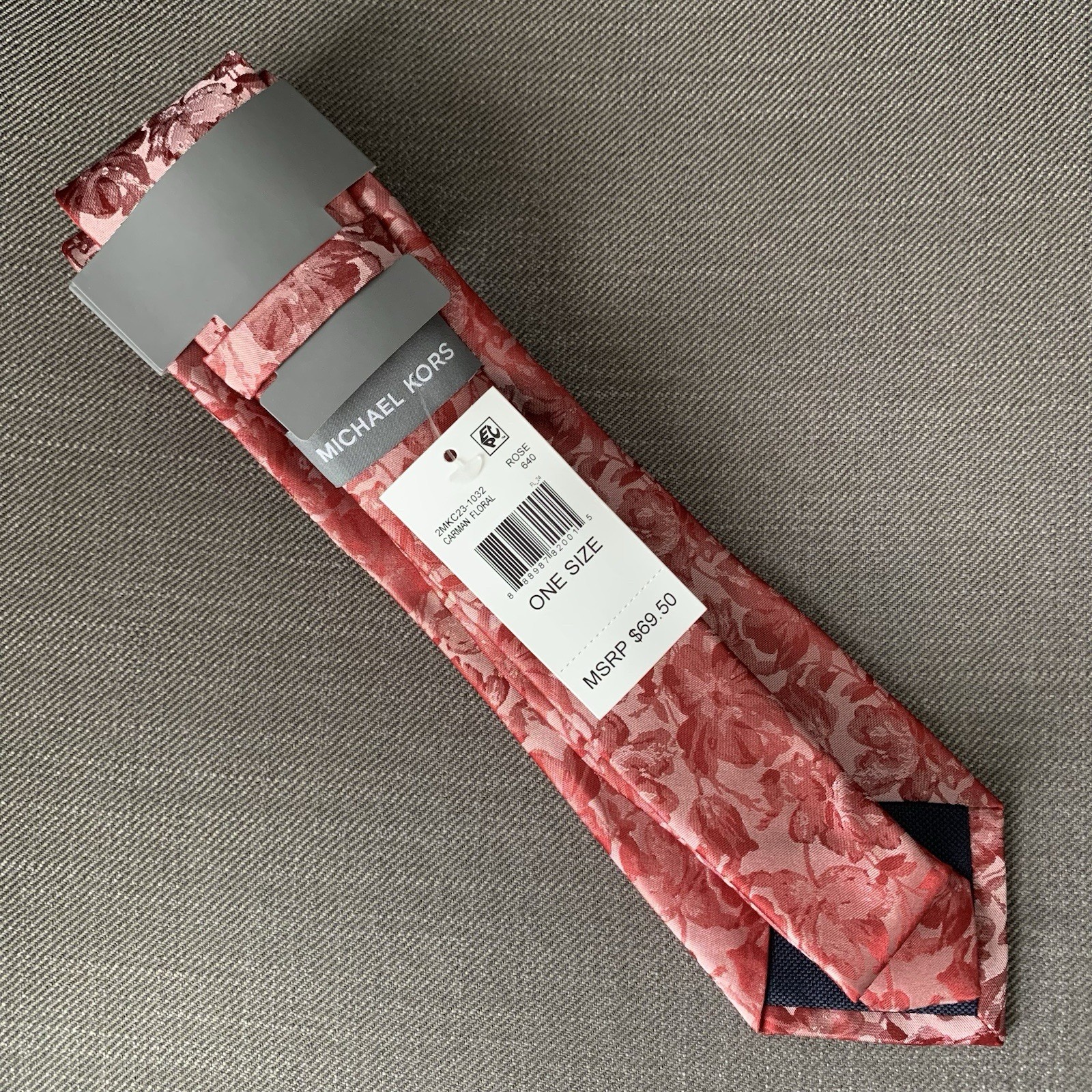 Michael Kors Men's Neck Tie Red Carman Floral Silk Blend MSRP $69.50 thumbnail 3