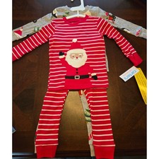 Carters Just One You Kids 18M Christmas Pajamas 4pc Set Santa Penguin Red Grey
