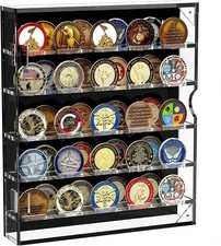 Challenge Coin Display, 5 Rows Coin Holder Stand Rack ,Holds 45