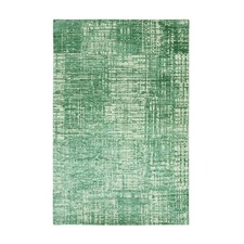 3'10"x6' Mint Green Contemporary Design Hand Knotted Silk with Textured Wool Rug