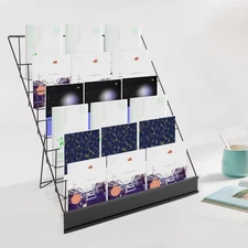 6 Tiers Black Tabletop Book Rack & Magazine Rack, Book Display Stand USA
