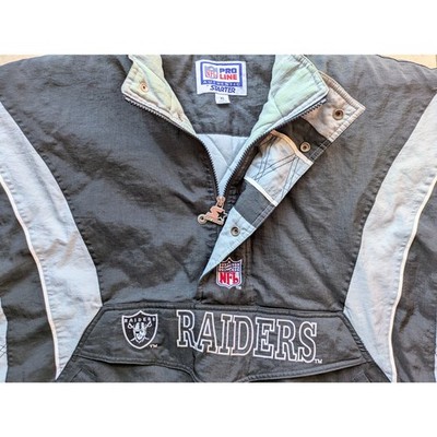 Oakland LA Raiders 90s STARTER puffer Pullover jacket XL black NFL