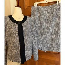 Kasper Separates Skirt Set Womens Size 16 Navy One-Button Jacket Career Work