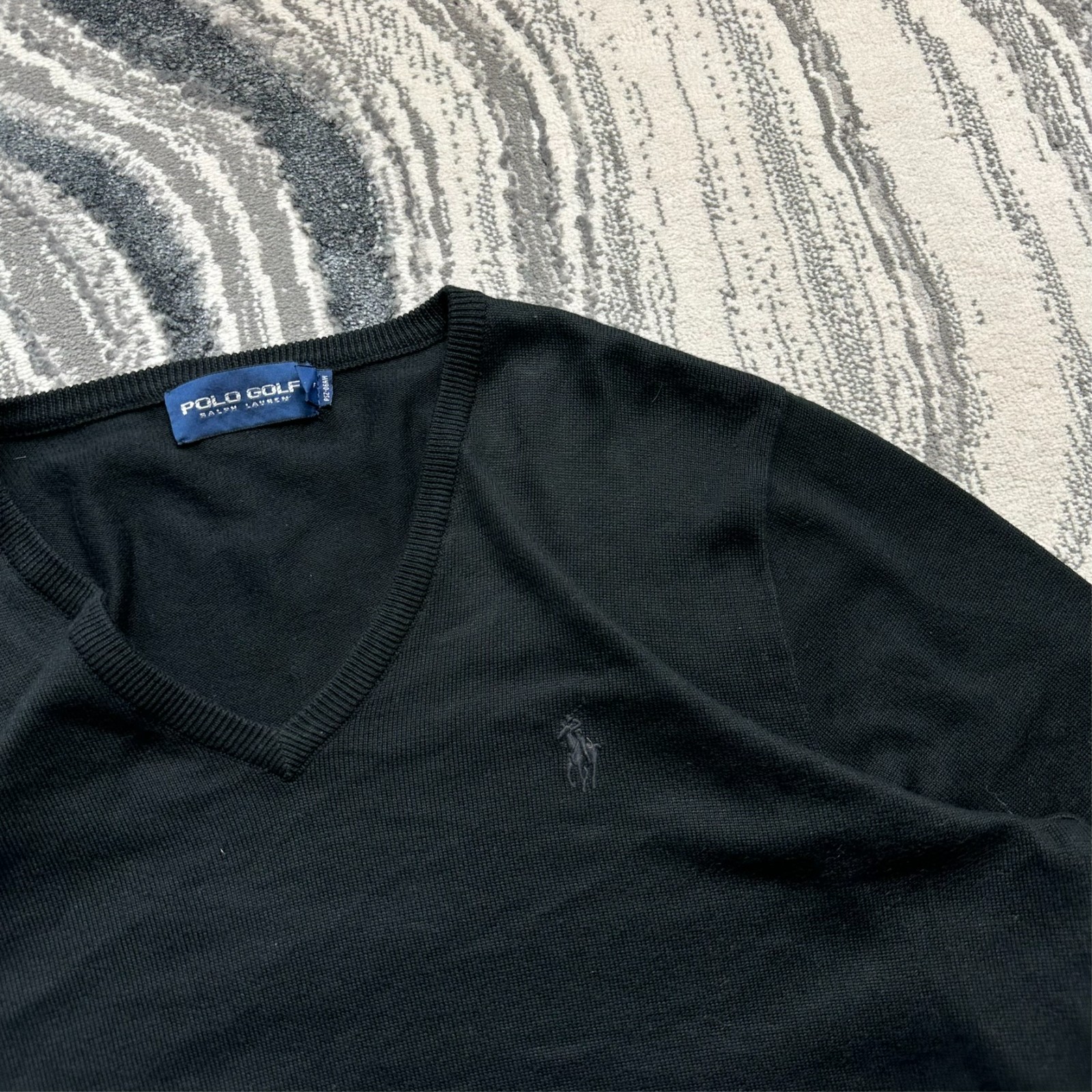 VTG Ralph Lauren Polo Golf 2000's Y2K Black V-Neck Size Medium Knitted Jumper image 3