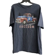 Patriotic 2XL Tee Shirt Men Freedom Jeep w/ Dog Short Sleeve Crew Red White Blue